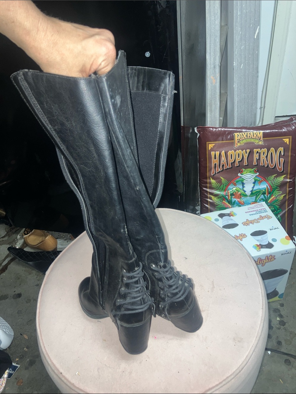Fergalicious Tall Black Lace-Up Boots 7.5